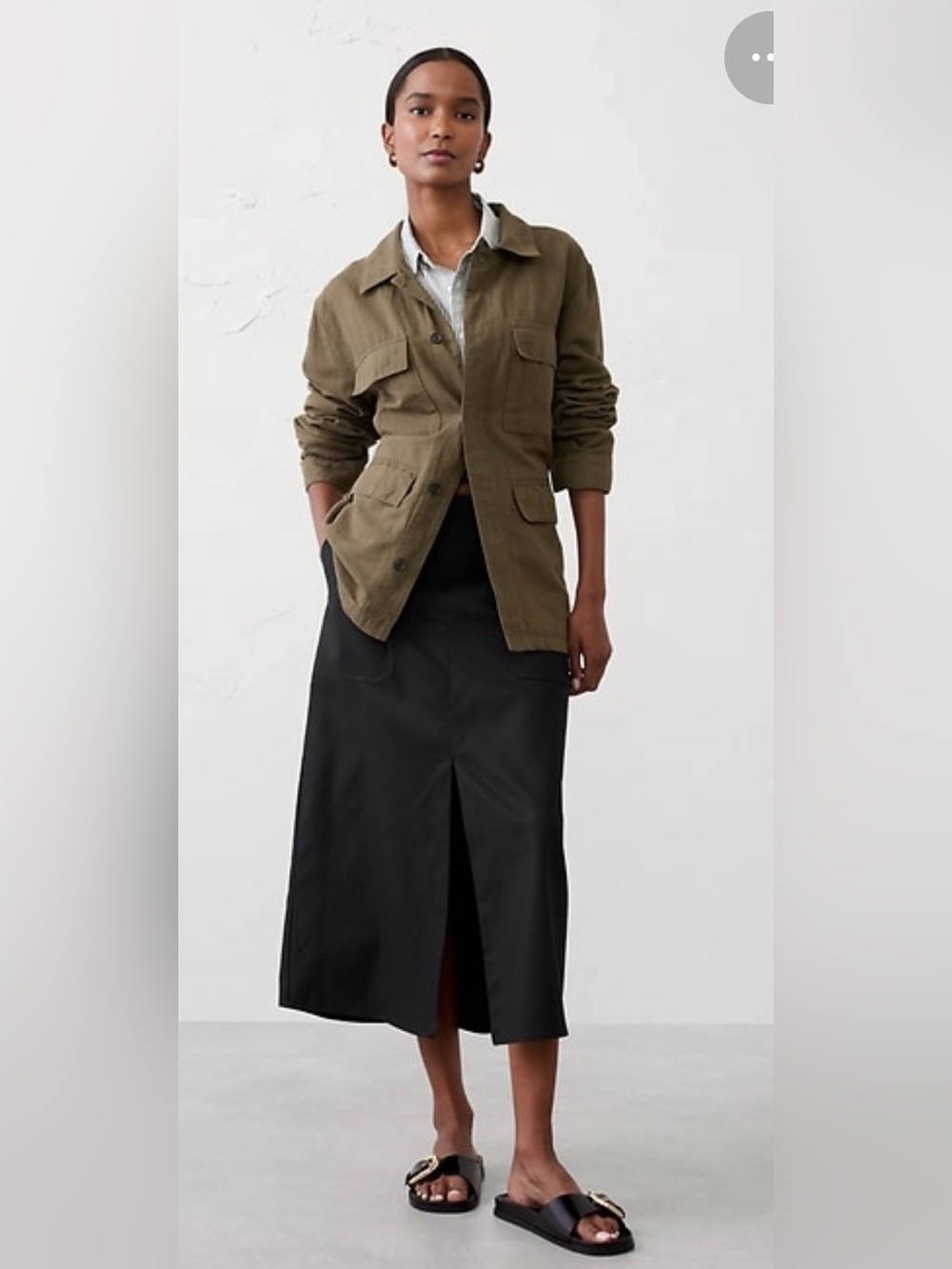 NWT Banana Republic Twill Pencil Midi Black Skirt Sz 14,
